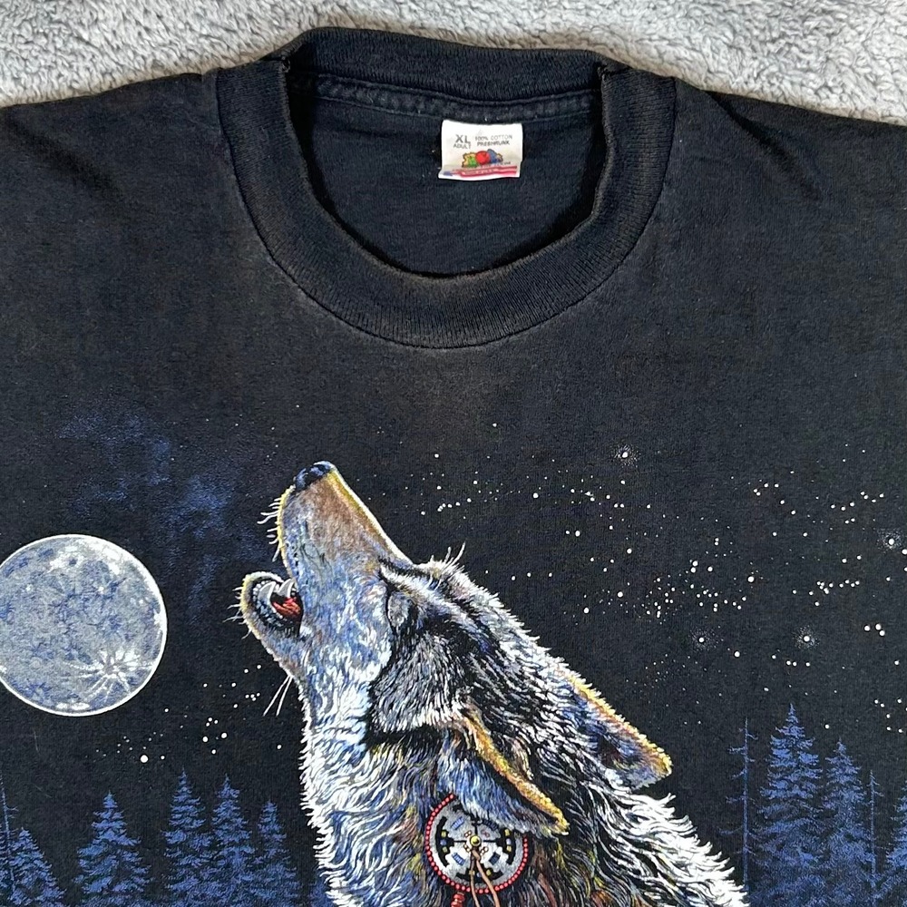Vintage 1995 Sturgis Black Hills Rally Wolf Eagle T-Shirt Mens XL Black 90s